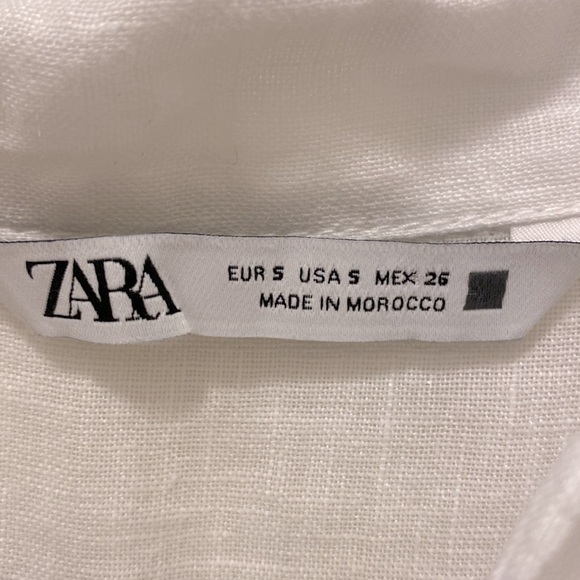 NWOT ZARA white linen long sleeved blouse with neck tie. - Picture 4 of 8